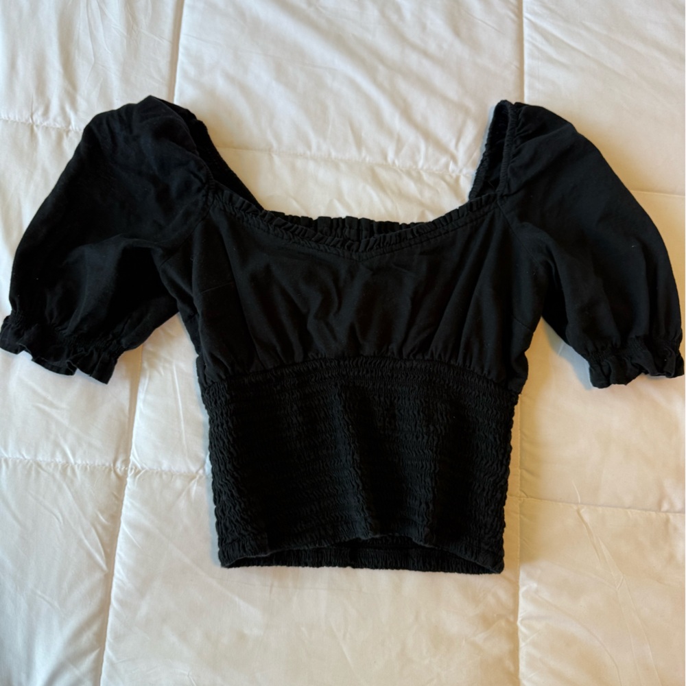 Abercrombie Black Puff Sleeve Top